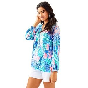 Lilly Pulitzer - Elsa Silk Top - Jet Stream In Multi Jet Stream